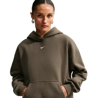 Nike Womens Studio Fleece Oversized Crew In Brown
