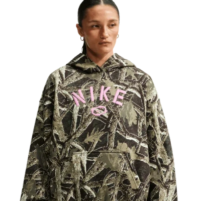 Nike Womens Studio Fleece Oversized Pullover Hoodie In Green