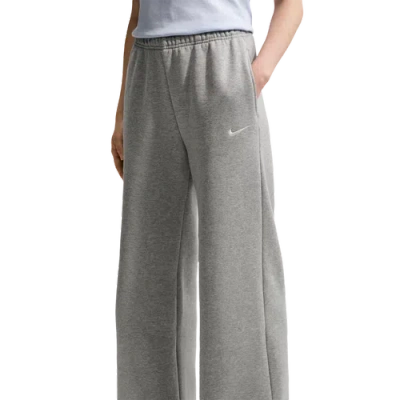Nike Womens Studio Fleece Std Wide Leg Pants In Gray