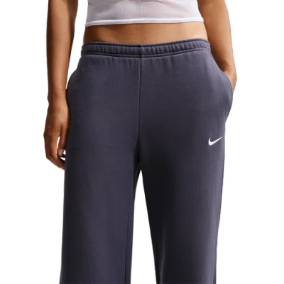 Nike Womens Studio Fleece Std Wide Leg Pants In Blue