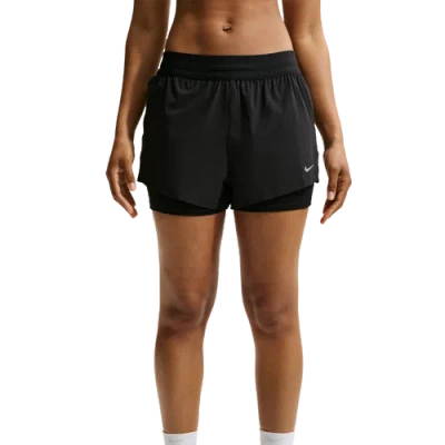 Nike Womens Swift Dri-fit Mid Rise 2n1 Short In Black