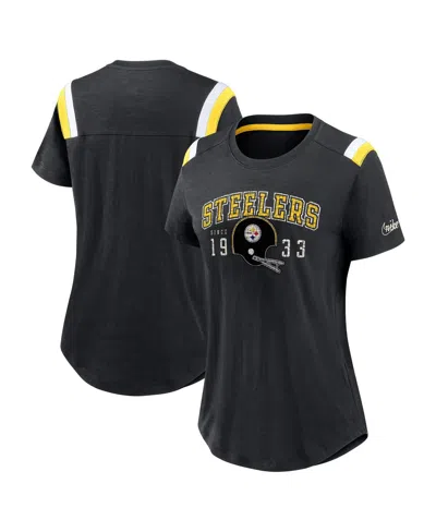 Nike Women'sâ Heather Black Pittsburgh Steelers Historic Slub Fashion T-shirt In Multi