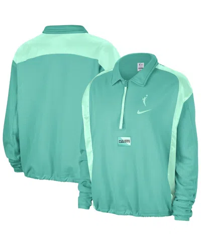 Nike Women's Mint New York Liberty Basketball Fleece Quarter-zip Performance Pullover In Green