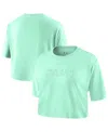Nike Women's Mint New York Liberty Basketball Tonal Wordmark Cropped T-shirt