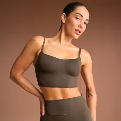 Nike Women'sskims Matte Cami Longline Bra In Brown