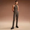 Nike Women'sskims Matte High-waisted V-panel Straight Leggings In Brown