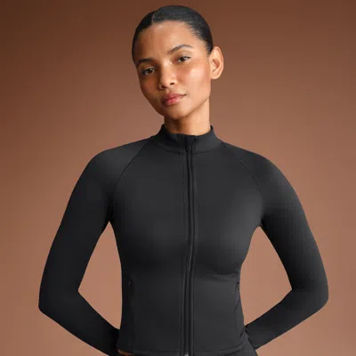 Nike Women'sskims Matte Mock-neck Full-zip Jacket In Black