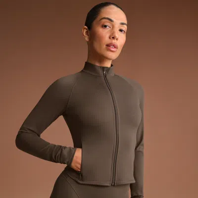 Nike Women'sskims Matte Mock-neck Full-zip Jacket In Brown