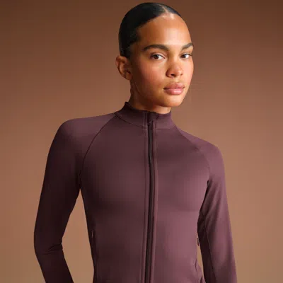 Nike Women'sskims Matte Mock-neck Full-zip Jacket In Brown