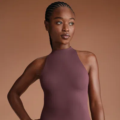 Nike Women'sskims Matte Mock-neck Racerback Tank Top In Red