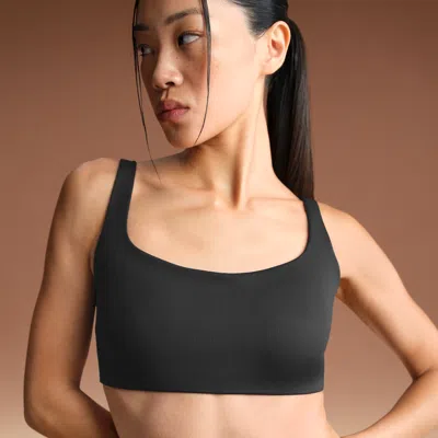 Nike Women'sskims Matte Scoop-neck Bra In Black