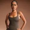 Nike Women'sskims Matte Square-neck Tank Top In Brown