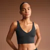 Nike Women'sskims Matte V-neck Long-line Bra In Black