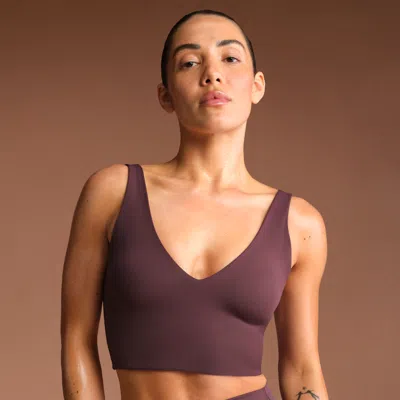 Nike Women'sskims Matte V-neck Long-line Bra In Purple