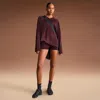 Nike Women'sskims Shine Mid-rise 2" Boyshorts With Drawcord In Brown