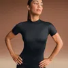Nike Women'sskims Shine Mock-neck Short-sleeve Top In Black