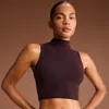 Nike Women'sskims Vintage Seamless Mock-neck Long-line Bra In Brown