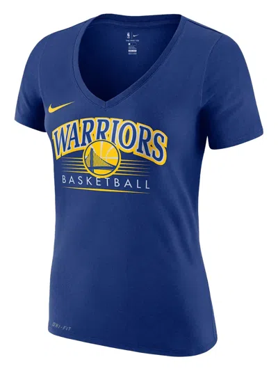 Nike Wonba Golden State Warriors V-neck T-shirt In Blue