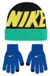 Nike Wordmark Colorblock Beanie In Blue