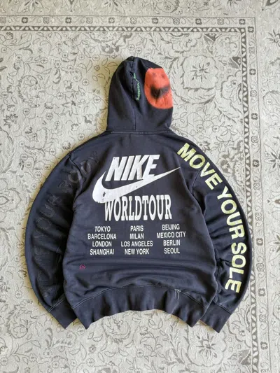 Pre-owned Nike World Tour Move Your Body Faded Distressed Hoodie Hype