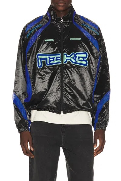 Nike Woven Track Jacket In Black & Illusion Green