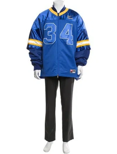 Pre-owned Nike X Ambush Graphic Print Bomber Jacket W/ Tags In Blue