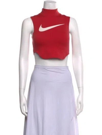 Pre-owned Nike X Ambush Graphic Print Mock Neck Crop Top In Black/pink
