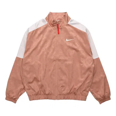 Nike X Clot Rose Gold Silk Pattern Track Jacket Pink In Brown