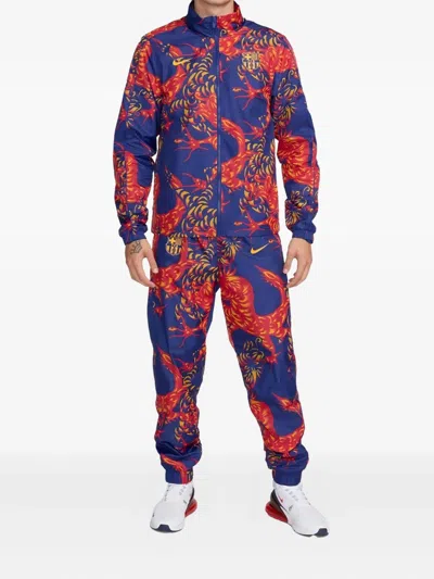 Nike X F.c. Gewebter Barcelona Jogginganzug In Blue