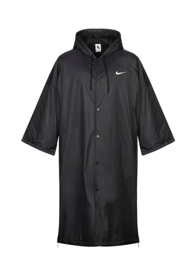 Pre-owned Nike X Fear Of God Oversized Hooded Parka Jacket Black Bv4403-010 Size Large