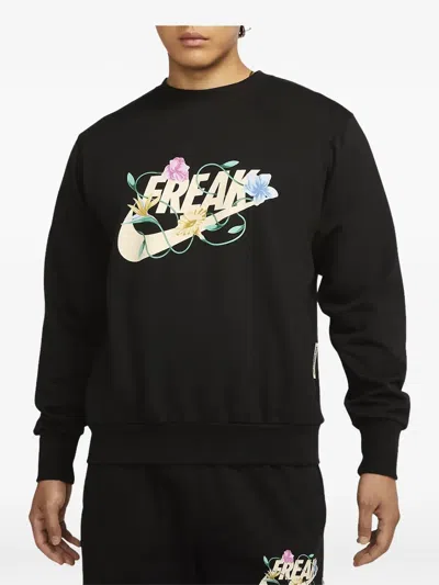 Nike X Giannis Standard Issue Floral-print Sweater In Black