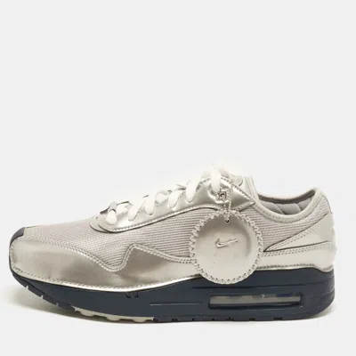 Pre-owned Nike X Jacquemus Air Max 1 '86 Size 43 Silver Leather And Mesh Low Top Sneakers
