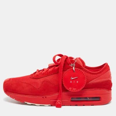 Pre-owned Nike X Jacquemus Air Max 1 '86 Size 45 Red Suede And Mesh Low Top Sneakers