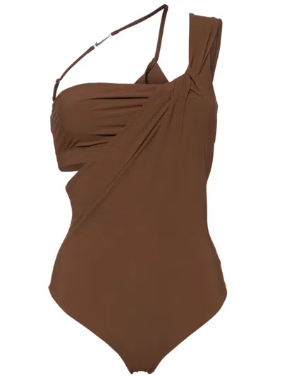 Nike X Jacquemus Asymmetric Bodysuit In Brown