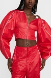 Nike X Jacquemus Crop Track Jacket In University Red/ White