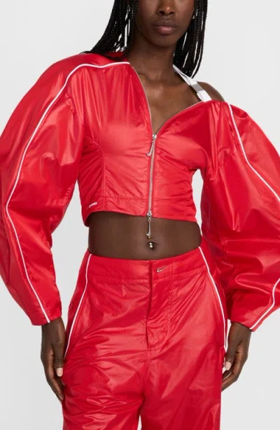 Nike X Jacquemus Crop Track Jacket In University Red/white