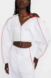 Nike X Jacquemus Crop Track Jacket In White/ University Red