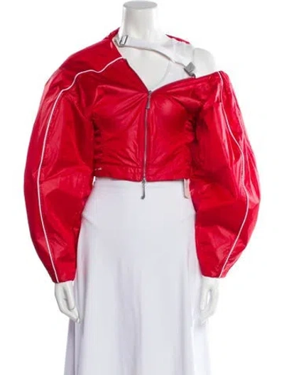 Pre-owned Nike X Jacquemus Leather Biker Jacket In Red