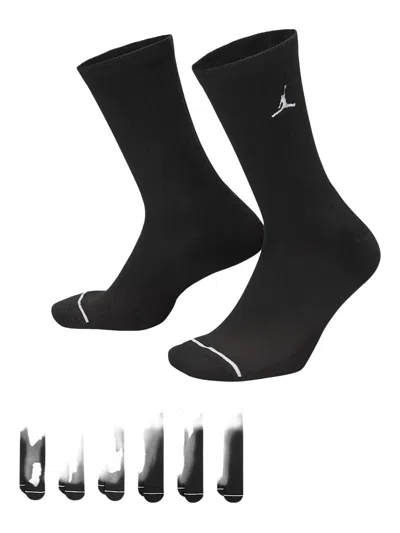 Nike X Jordan Embroidered-logo Socks (pack Of Six) In Black