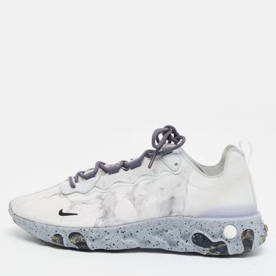 Pre-owned Nike X Kendrick Lamar React Element 55 Size 42 White/black Fabric Low Top Sneakers