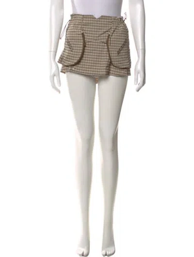 Pre-owned Nike X Knwls Plaid Print Mini Skirt In Brown