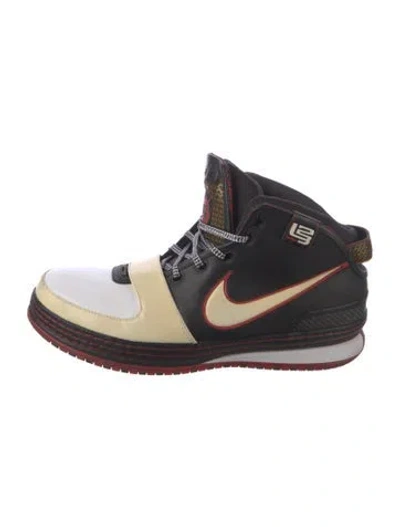 Pre-owned Nike X Lebron Leather Colorblock Pattern Sneakers In Black