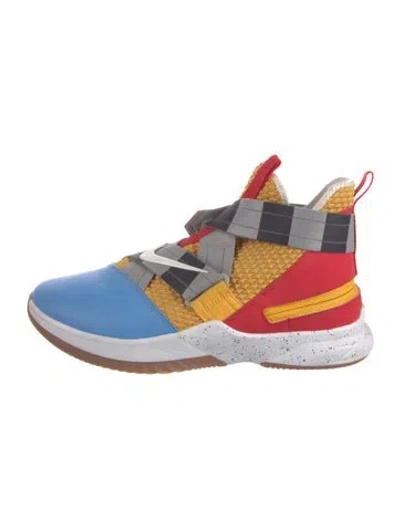 Pre-owned Nike X Lebron Leather Colorblock Pattern Sneakers In Multi
