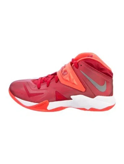 Pre-owned Nike X Lebron Leather Colorblock Pattern Sneakers W/ Tags In Red