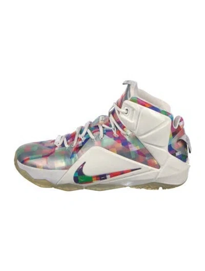 Pre-owned Nike X Lebron Leather Printed Sneakers In White