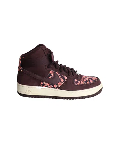 Nike X Liberty London Air Force 1 High-top Sneakers In Burgundy Suede In Red