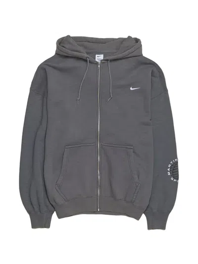 Nike X Martine Rose Logo-embroidered Zip-up Hoodie In Blue