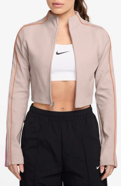 Nike X Naomi Osaka Rib Knit Zip Crop Jacket In Pink