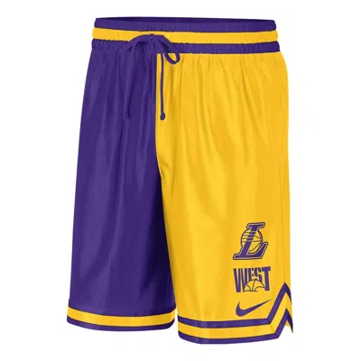 NIKE NIKE X NBA DRI-FIT LAKERS BASKETBALL SHORTS 'YELLOW PURPLE'