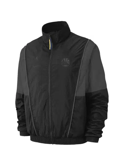 Nike X Nba Golden State Warriors Long-sleeve Jacket In Black